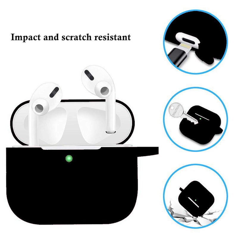 Cypher.V Protective Case Cover for AirPods Pro, Silicone Case Skin with Soft Cute Ball Pom Pom Keychain Kit (Black) - Image 3